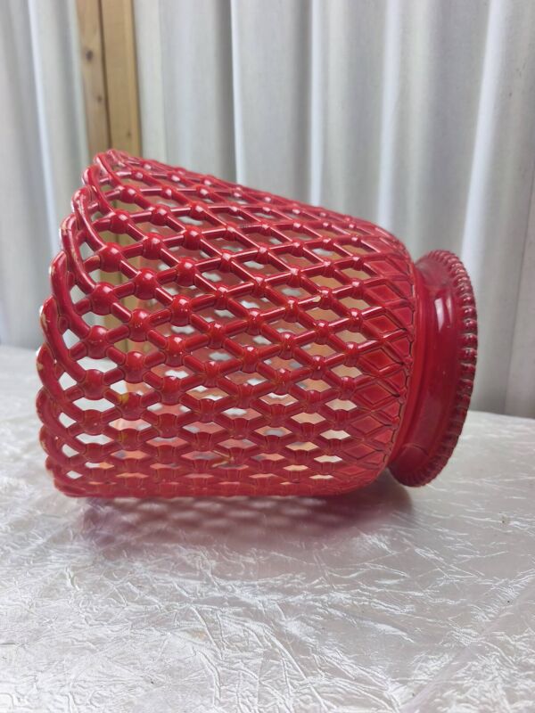 Paire de cache-pots vintage SYLA – Made in France – Rouge et bordeaux