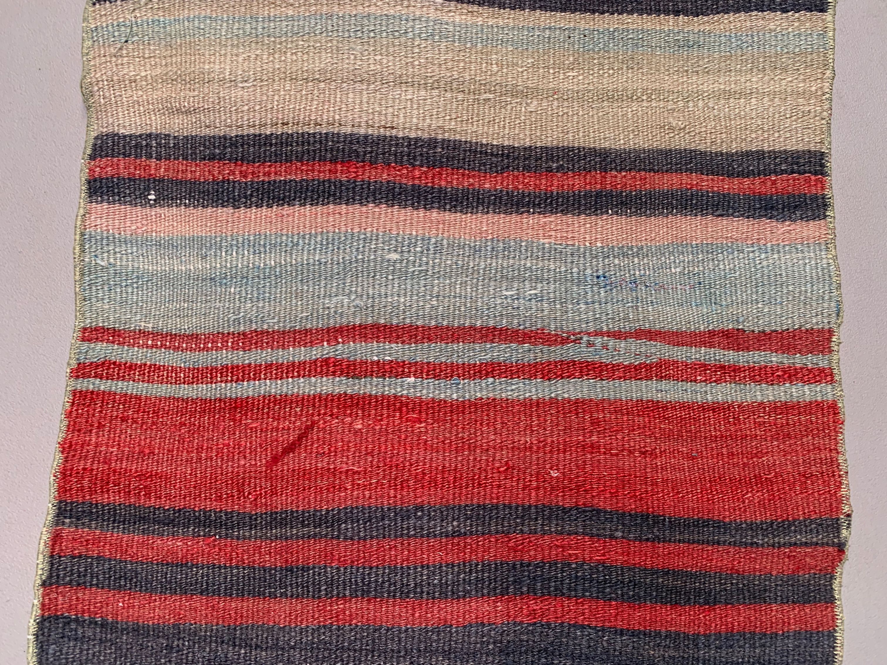 Old Turkish narrow Kilim Runner 140x41 cm shabby chic, vintage kelim