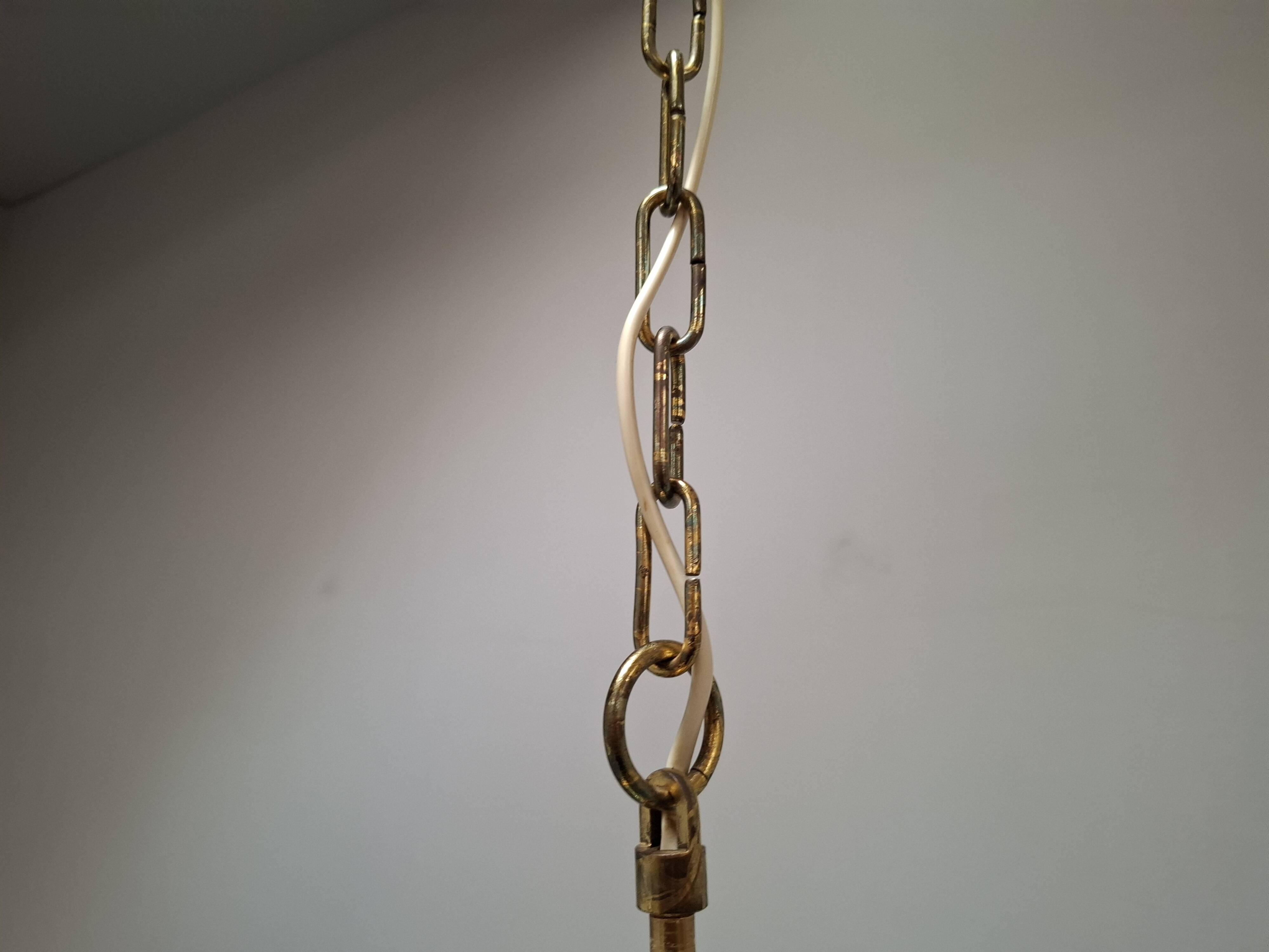 Midcentury Brass and Smoked Bubble Glass Pendant by Kamenický Šenov, 1960s
