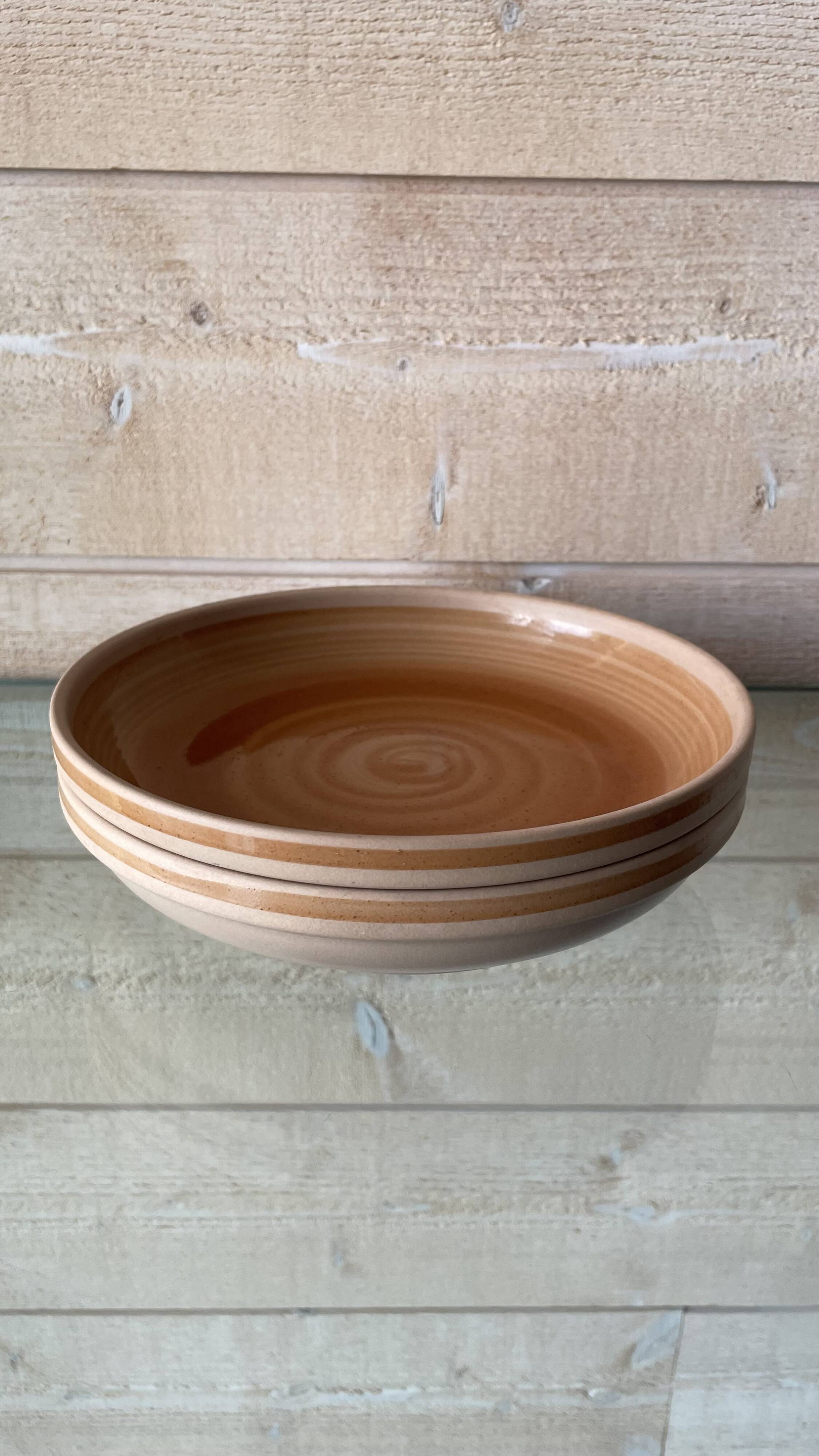 Set of 2 Sarreguemines stoneware soup plates