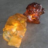 Vintage Italian Orange & Yellow Sculpture Lamps, 70s, set of 2