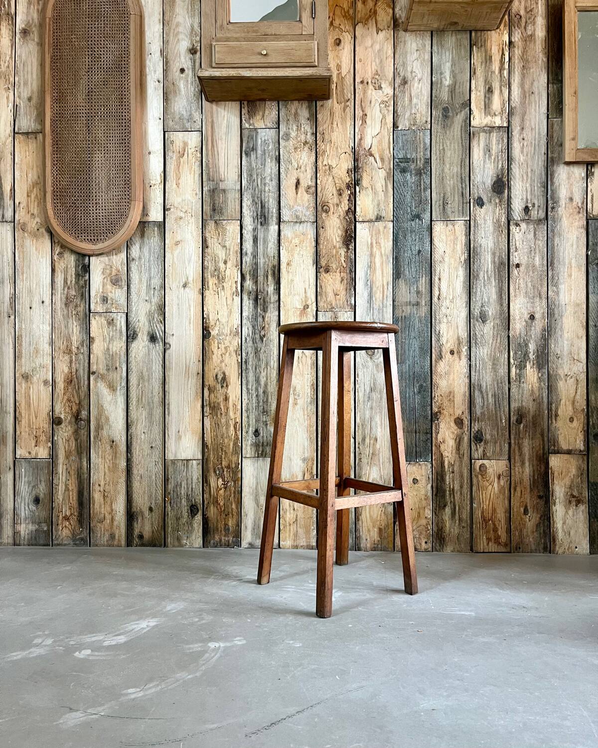 High wooden stool