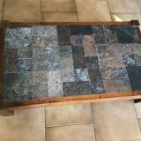 Coffee table in wood, shale and slate