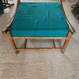 Duo of cane and rattan poufs