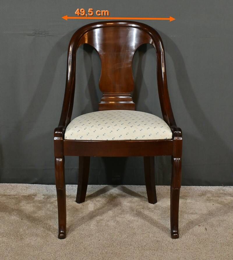 Set of 4 Gondola Chairs in Mahogany, Restoration period – Part 1, 19th century