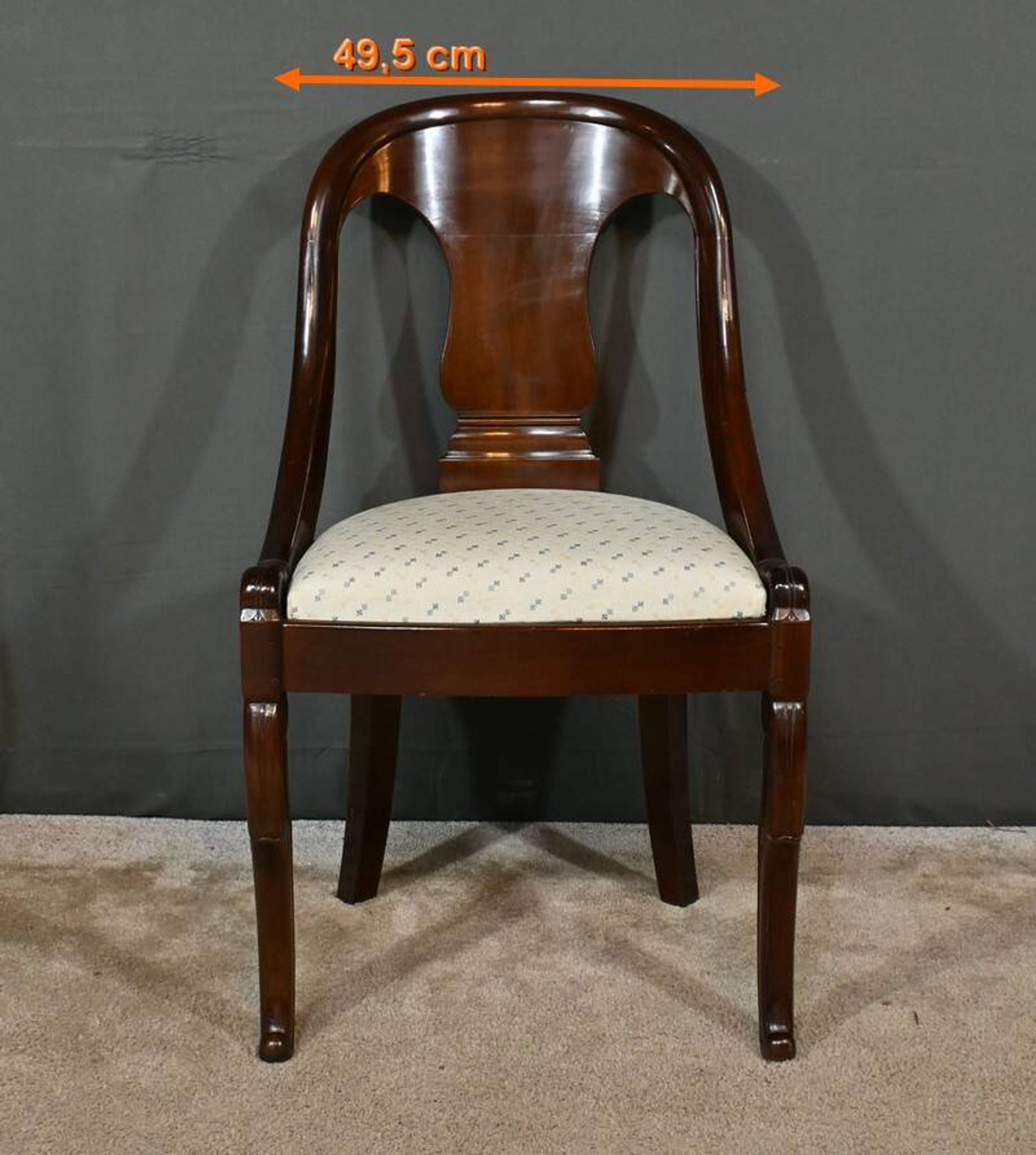 Set of 4 Gondola Chairs in Mahogany, Restoration period – Part 1, 19th century