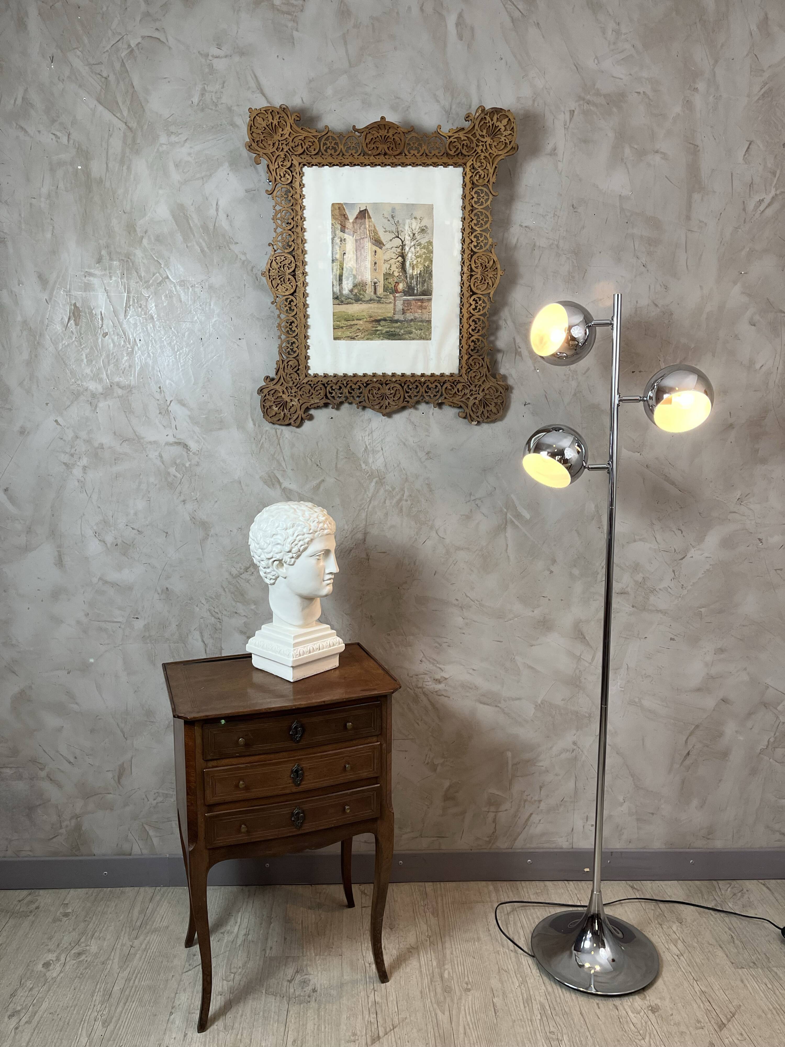 Vintage chrome metal floor lamp