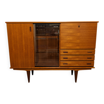 Secretary, glass-fronted teak sideboard, 1950s/1960s