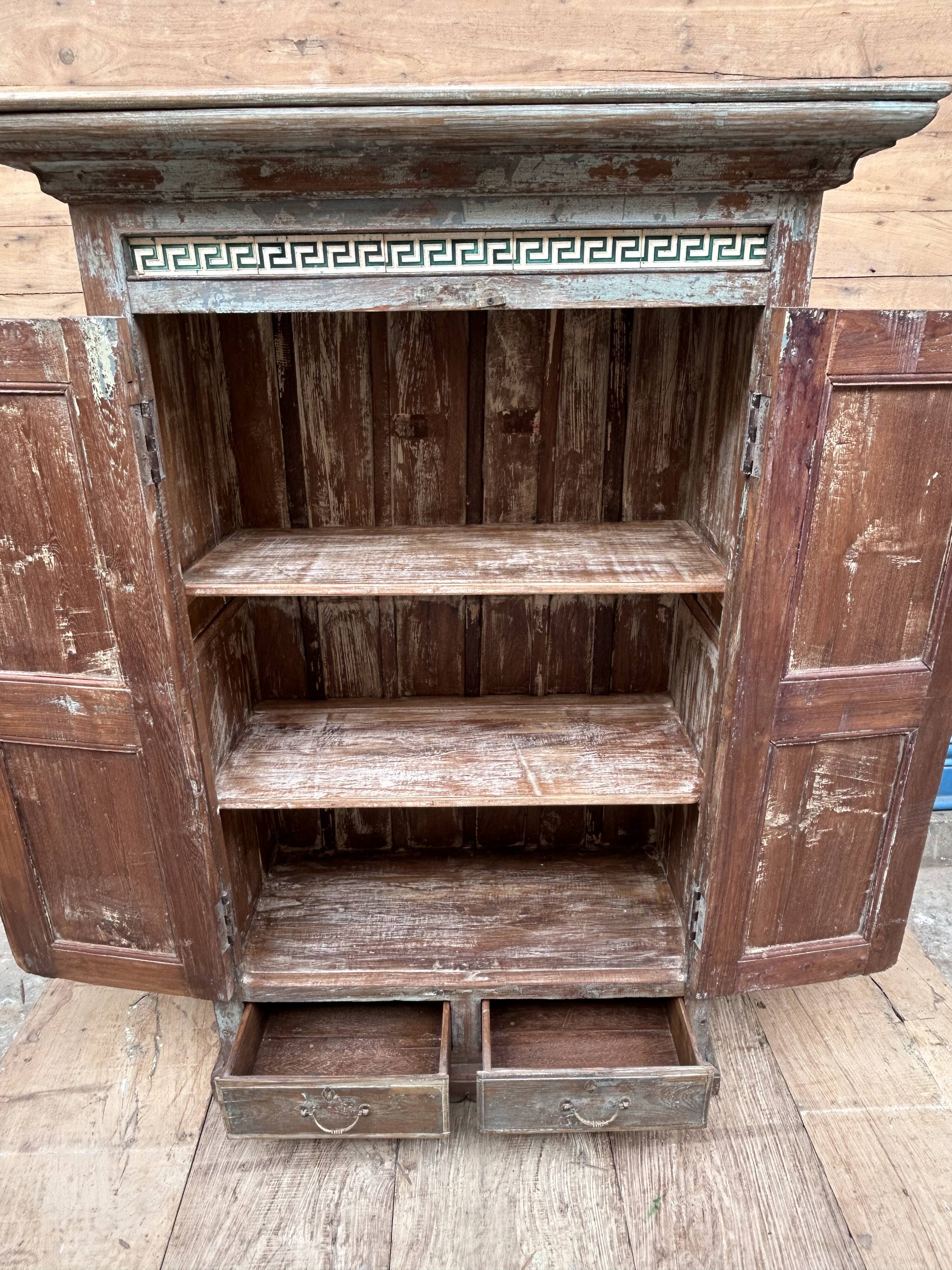 Rajasthani wardrobe in Burmese teak with original patina.
