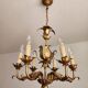 Vintage Hollywood Regency 6 light Chandelier gilded Italy Florence 1950-60