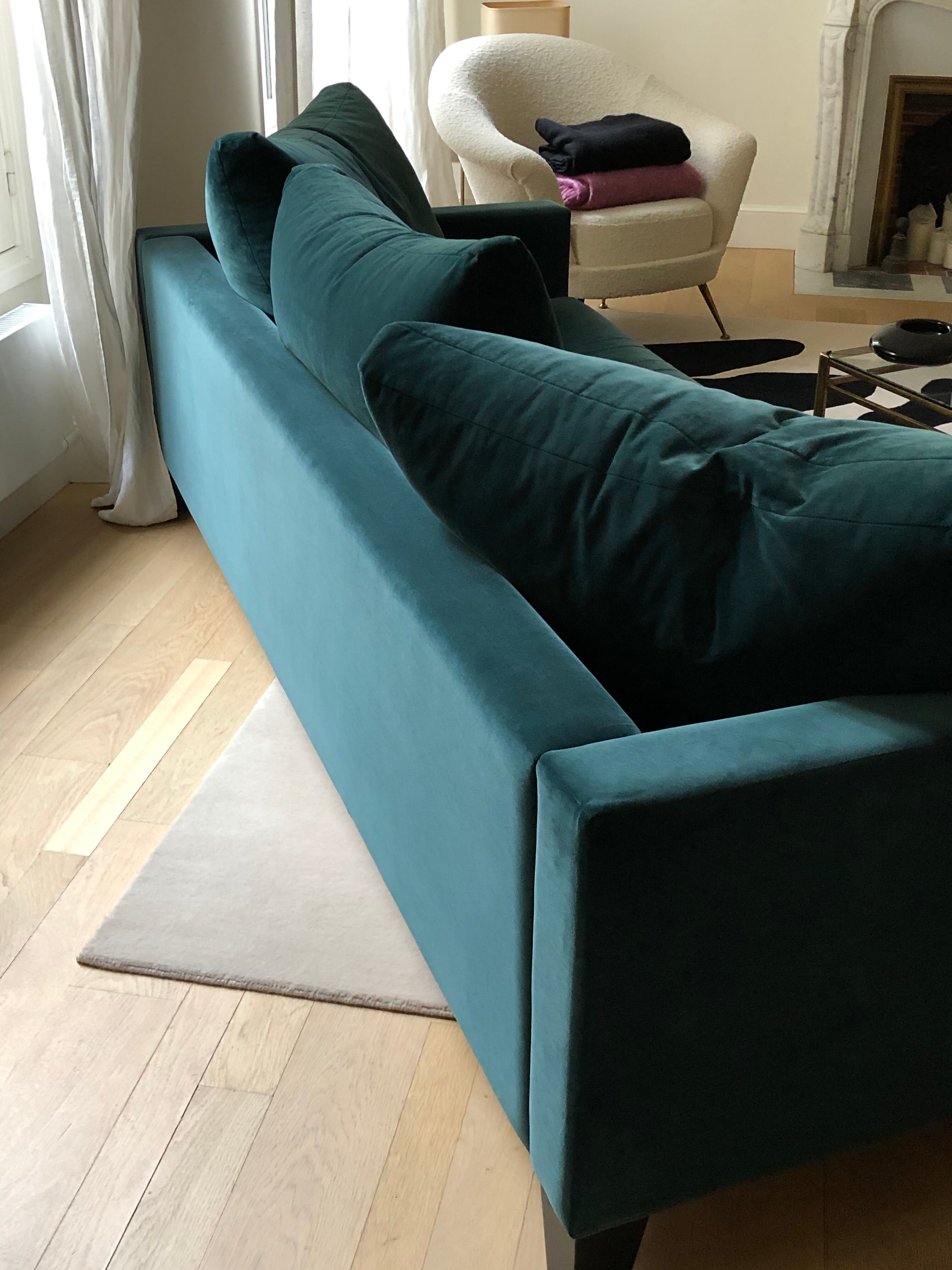 Gilles Nouailhac emerald green velvet sofa