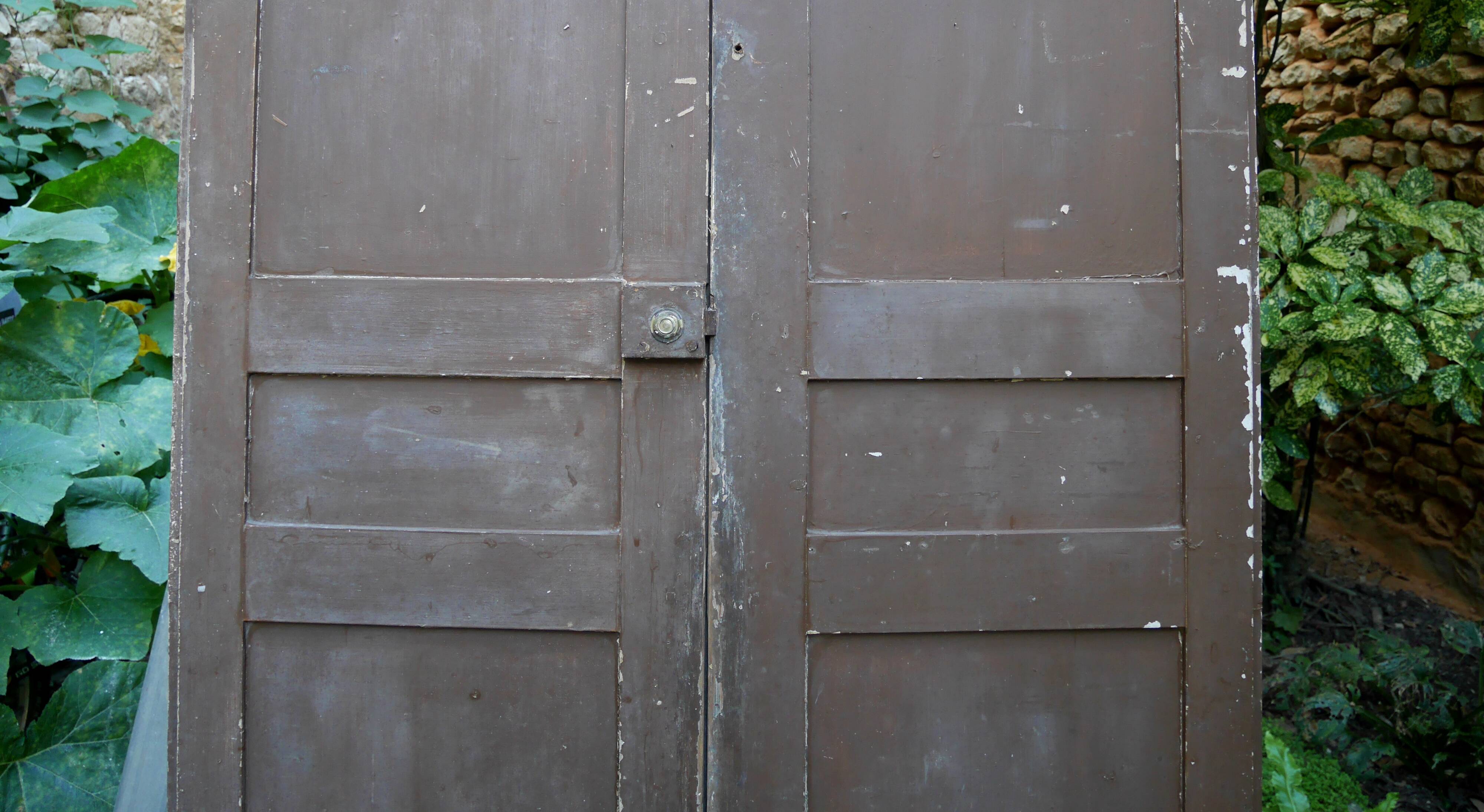 pair of large old wooden doors