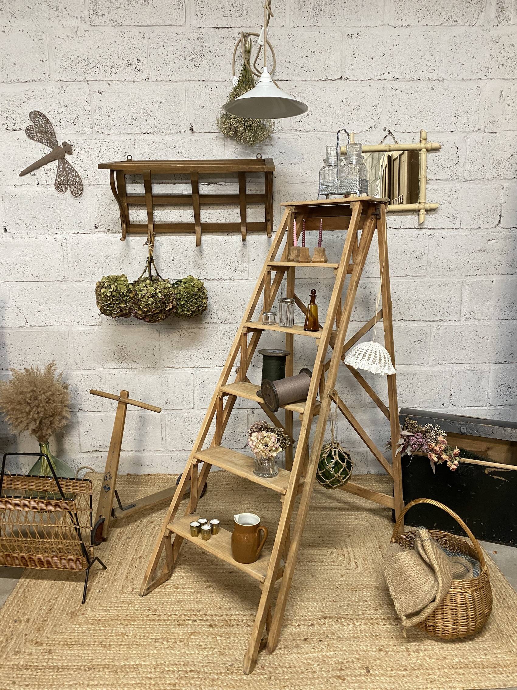 old wooden step stool
