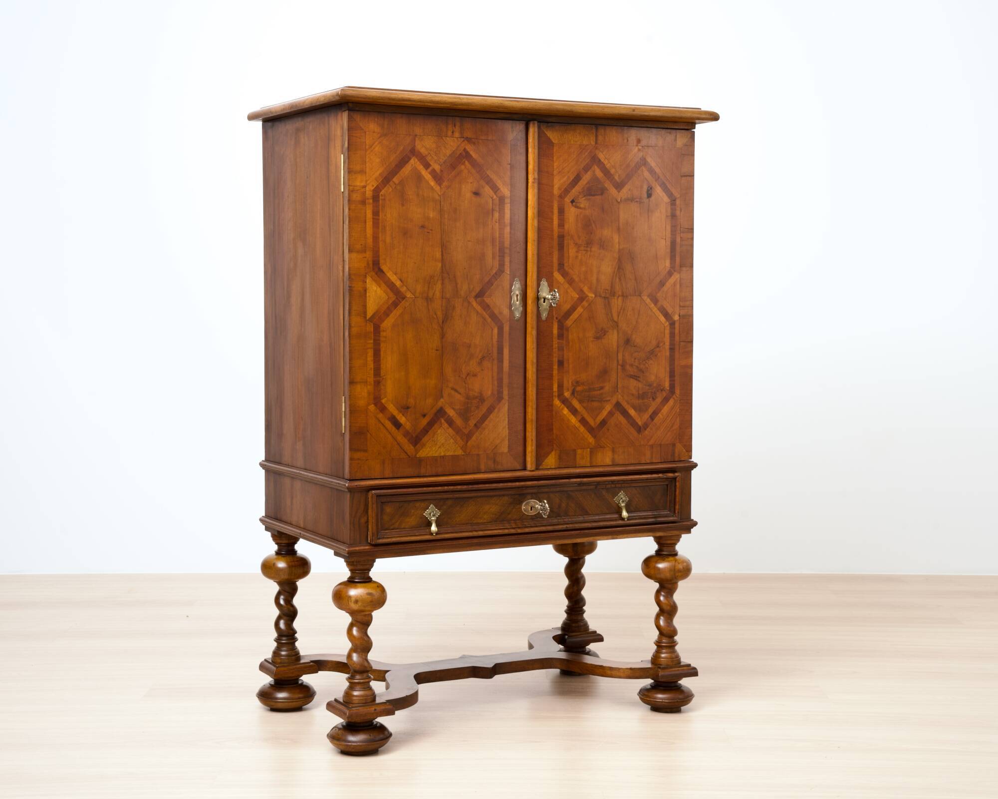 Neo-Baroque German Walnut Cocktail Cabinet, 1900s