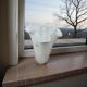 White pleated glass vase fidrio