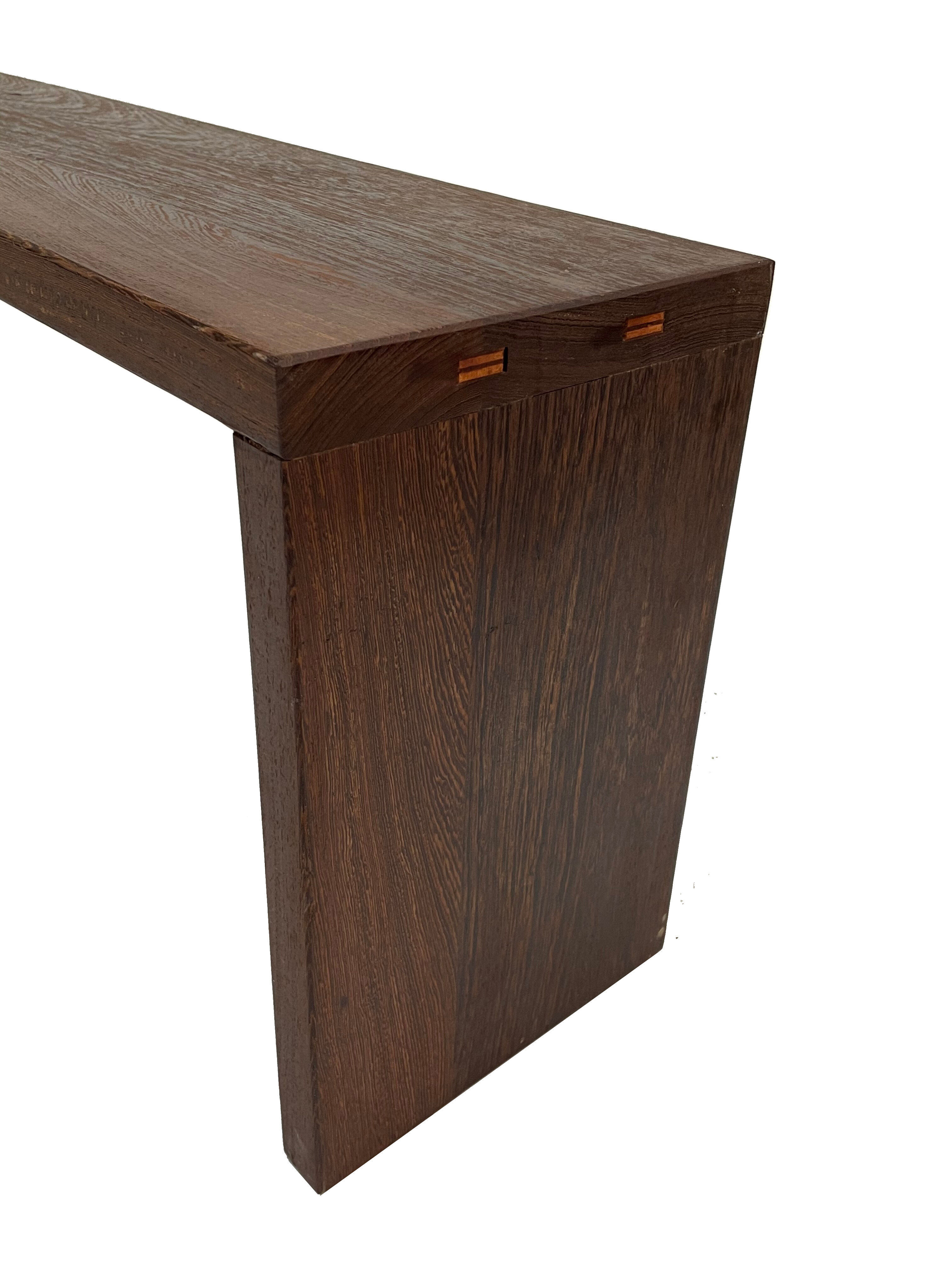 Minimalist vintage sofa design in wengé wood small solid bench