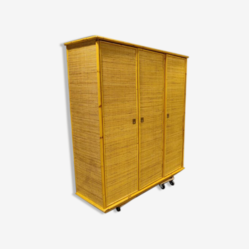 Armoire en rotin, osier et bambou de Dal Vera, 1960