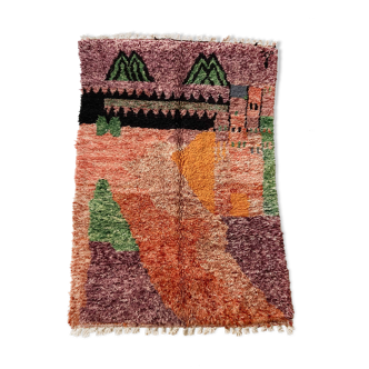 Tapis berbère marocain beni Ouarain coloré 2,55x1,57m