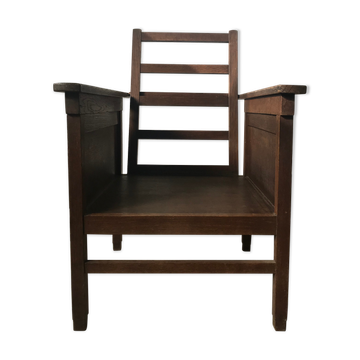 Large fauteuil en bois à dossier inclinable réglable