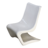 Fauteuil space age en fibre de verre laquée blanche, circa 1970