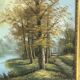 Oil on canvas, lakeside landscape, signature to be identified.