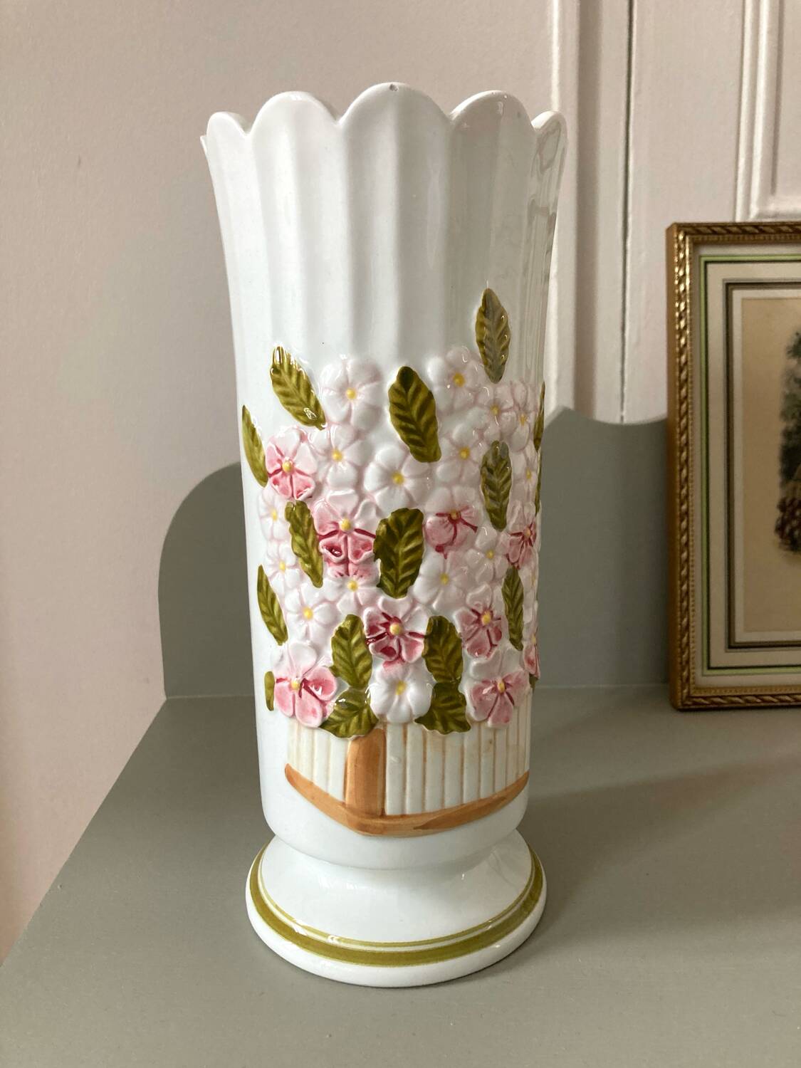 Large vintage vase with floral pattern