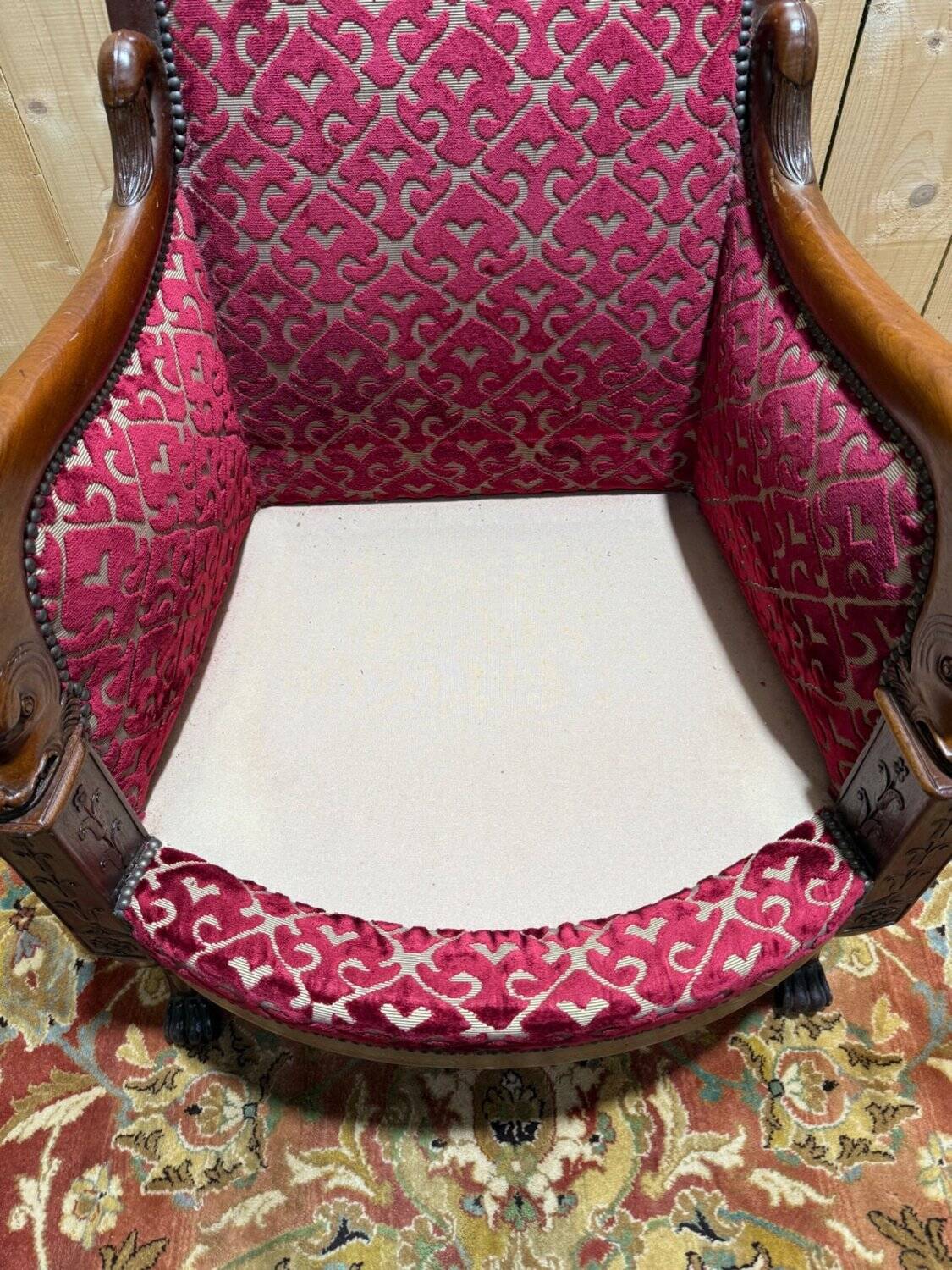 Fauteuil - Bergère époque Empire en acajou