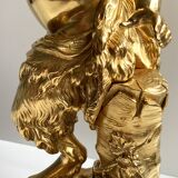 Sculpture, torchère "Jeune satyre" en bronze doré d'après Clodion