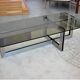 Brushed metal coffee table and smoked glass 70 years
