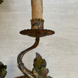 Grande applique 1950, fer forgé doré «feuilles »