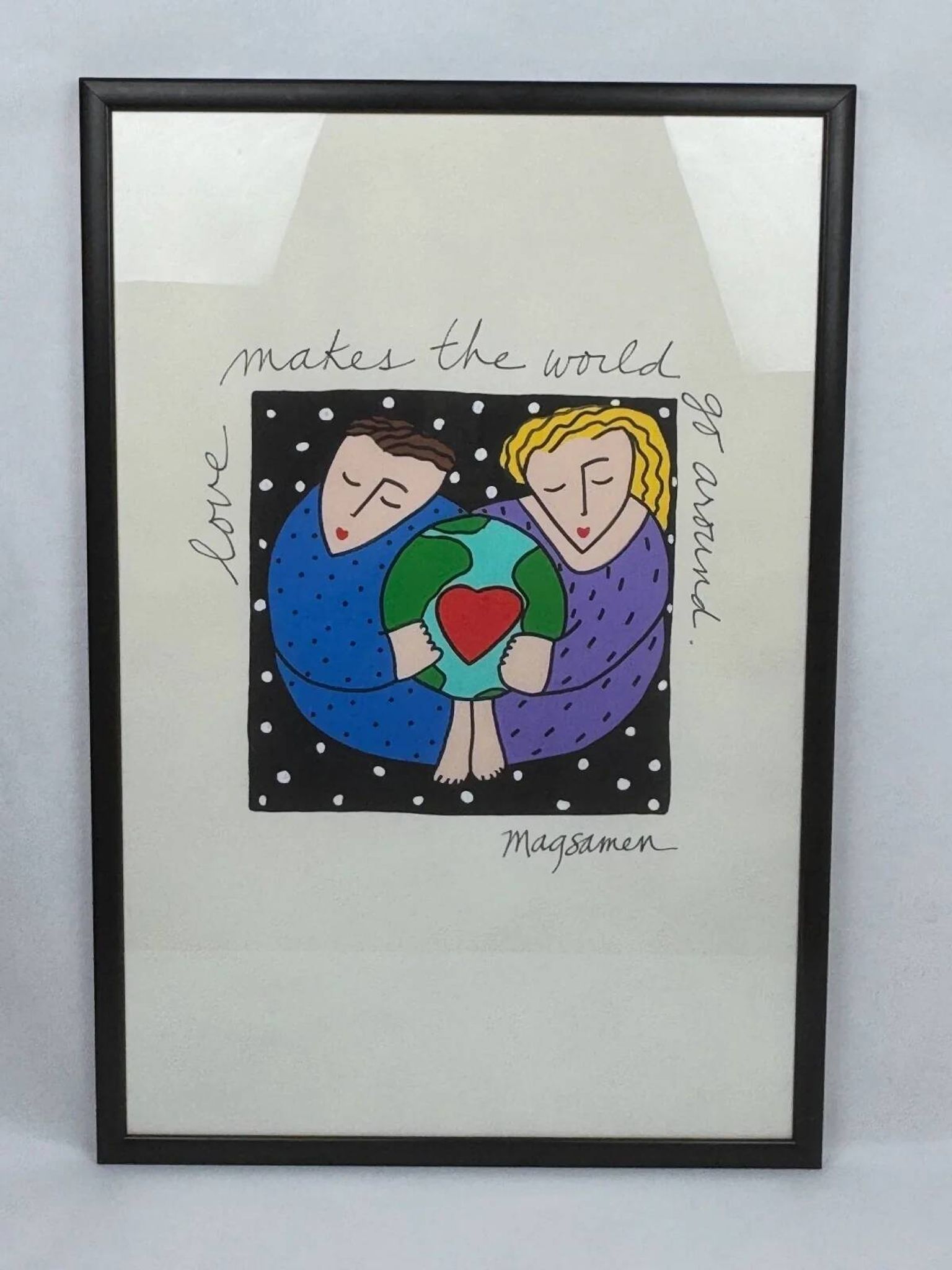 Sandra Magsamen, Love makes the world go round, mixed media, c. 1990