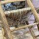 Pair of rustic-style vintage straw wood brutalist chairs