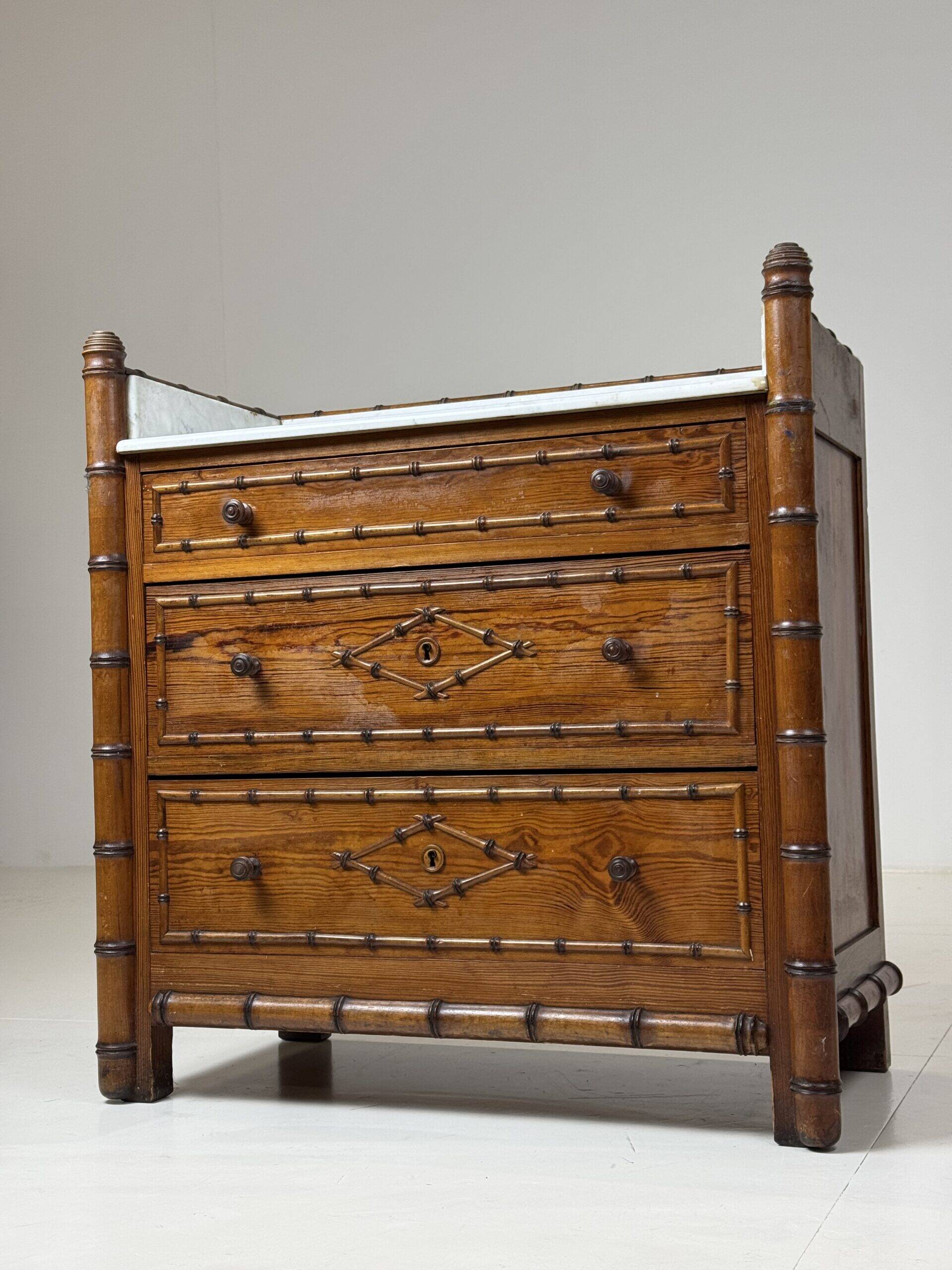 Faux bamboo chest of drawers 1900