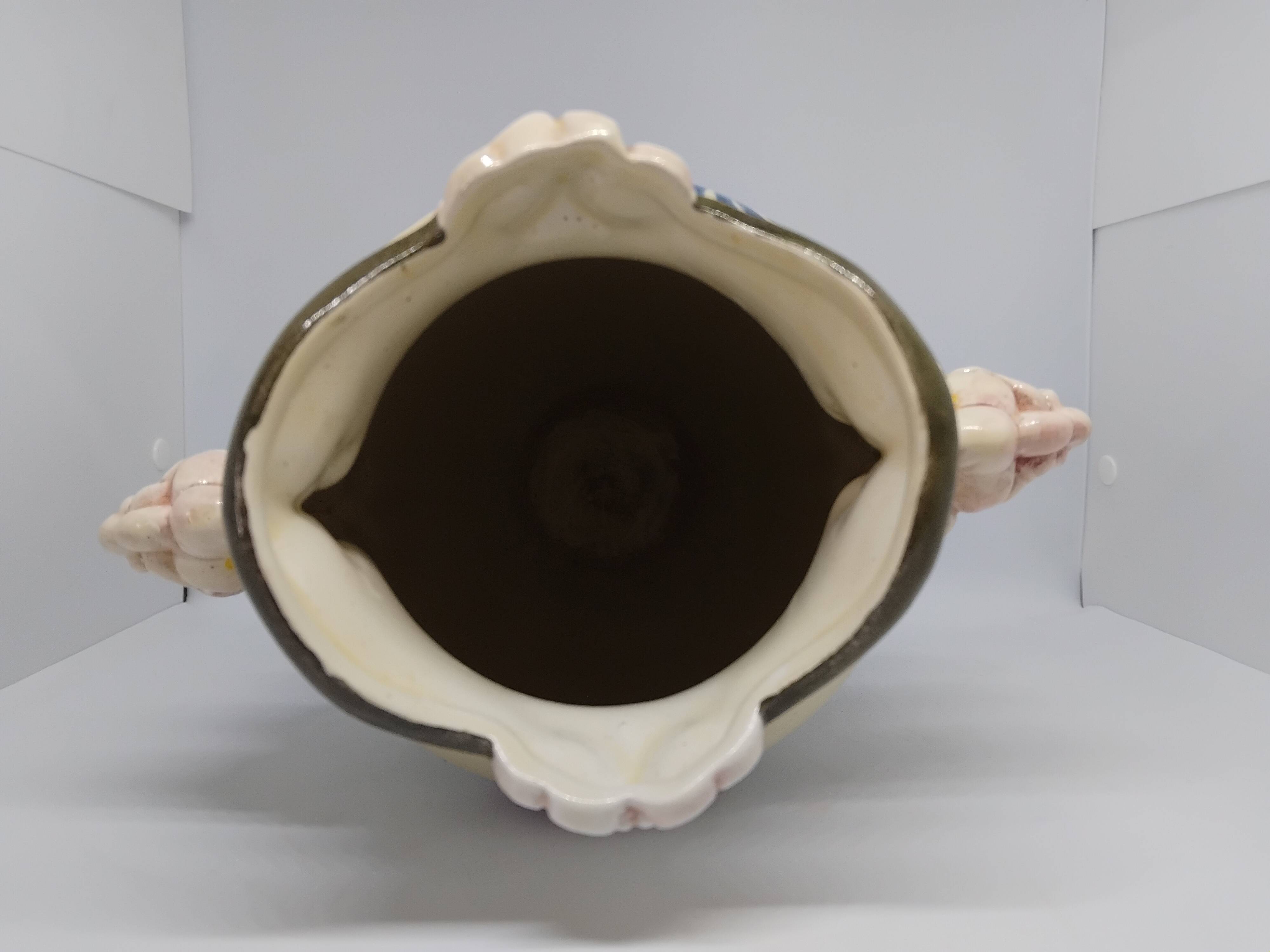 Large earthenware vase. Polychrome ceramic. Breton type.