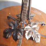 Lampe 1930  fer forge tulipe pâte de verre signee