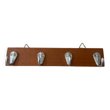 Vintage teak and aluminum towel rack