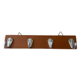 Vintage teak and aluminum towel rack