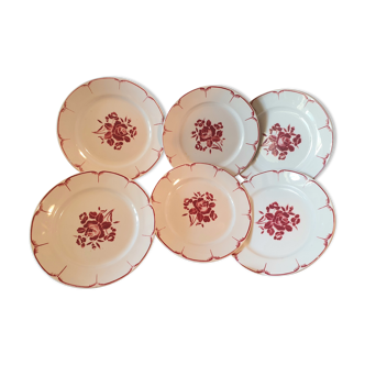 6 flat plates decor red roses