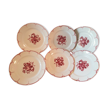 6 flat plates decor red roses