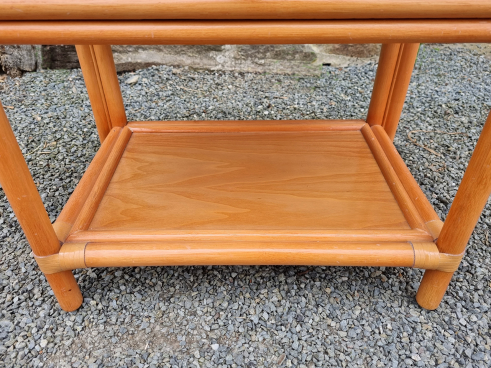 Maugrion bedside table for Roche Bobois, wood and rattan, 80s