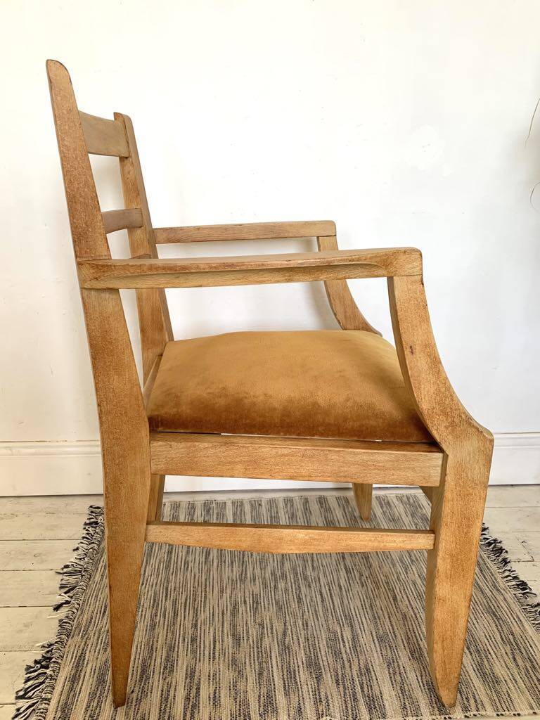 Art Deco armchair with mustard velvet seat
