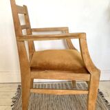 Art Deco armchair with mustard velvet seat