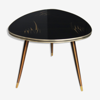 Table en verre noir et or des années 1960