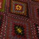 Geometric Pattern Burgundy  Turkish Vintage Kilim Rug, 188x338 Cm