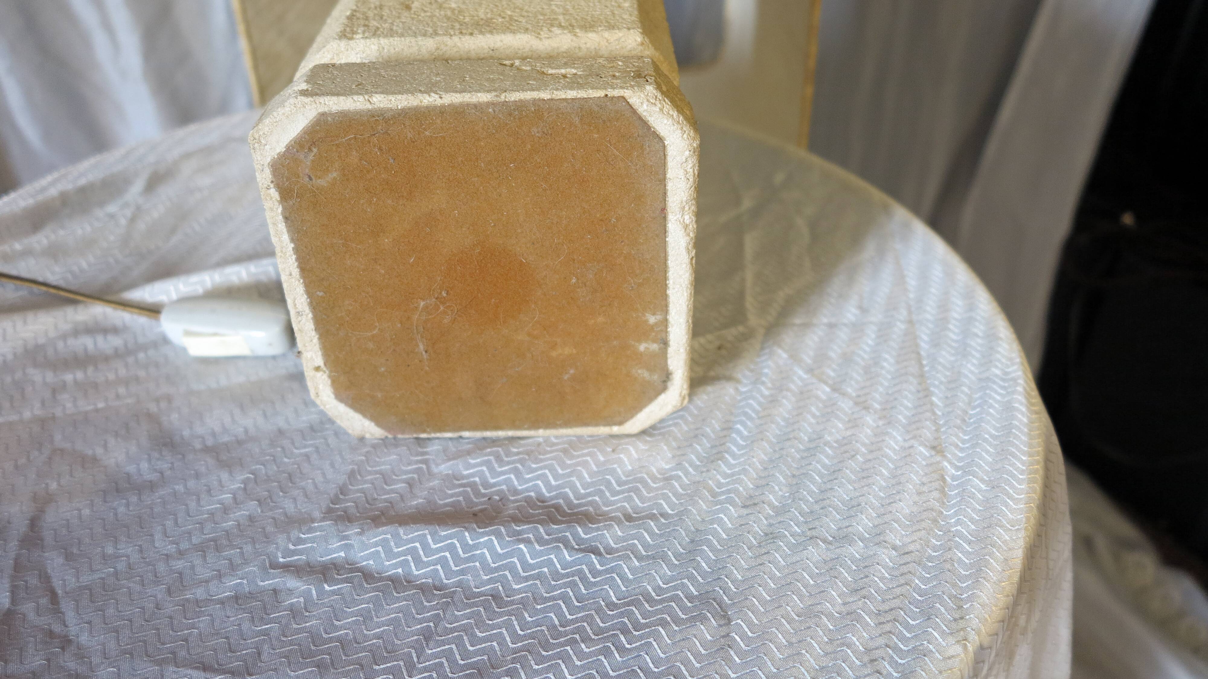 Stone, black marble and mottled silk table lamp