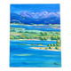 Mountain and lake landscape tableau – Canvas painting signed Tuller 2012