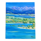 Mountain and lake landscape tableau – Canvas painting signed Tuller 2012