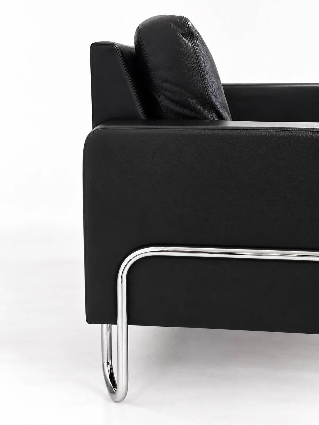 3-seater sofa W.H. Gispen for Dutch Originals, black leather and chrome
