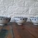 3 bowls of Chinese art in blue and white porcelain from the beginning of the 20th century