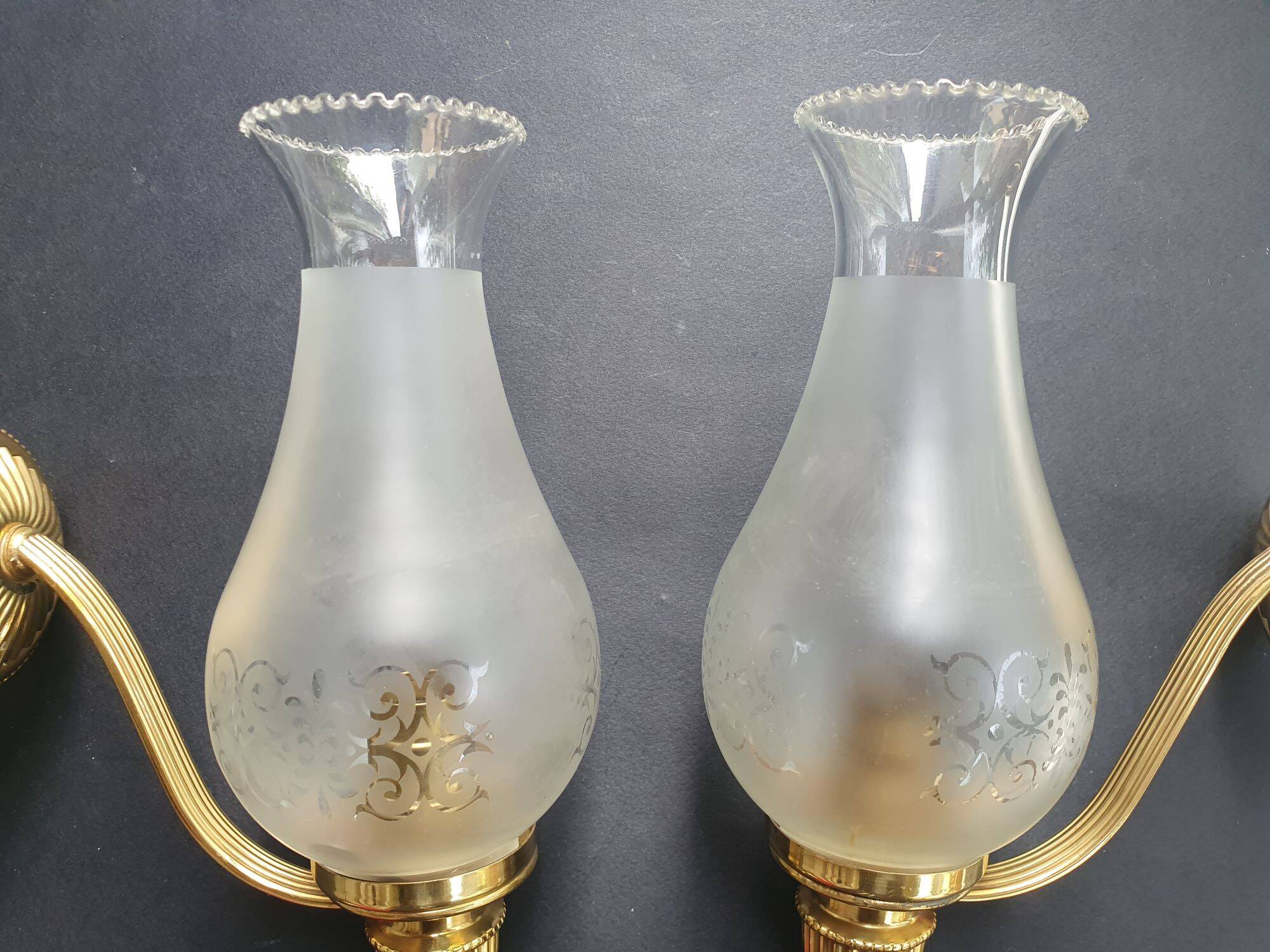 Pair of antique gold wall sconces